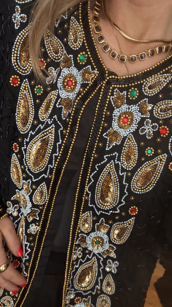Vintage Holiday Embroidered Beaded Jacket