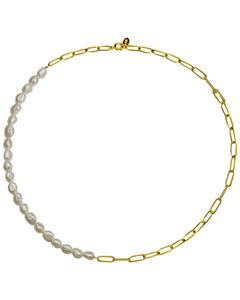 Style 2 Beth  Pearl X Twisted Chain (18k Gold)