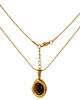 Amber Stone Pendant Necklace  -24k Gold