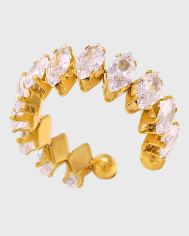 Multi Stone Adjustable Ring 24K Gold