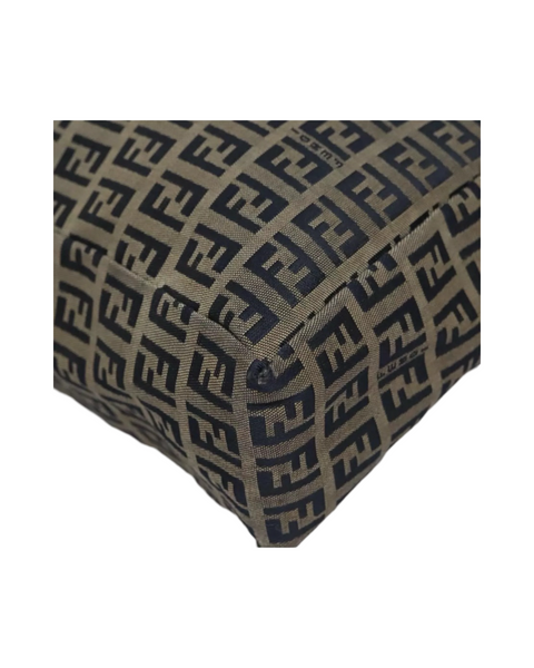FENDI Zucchino Canvas Tote Bag Brown Black Silver