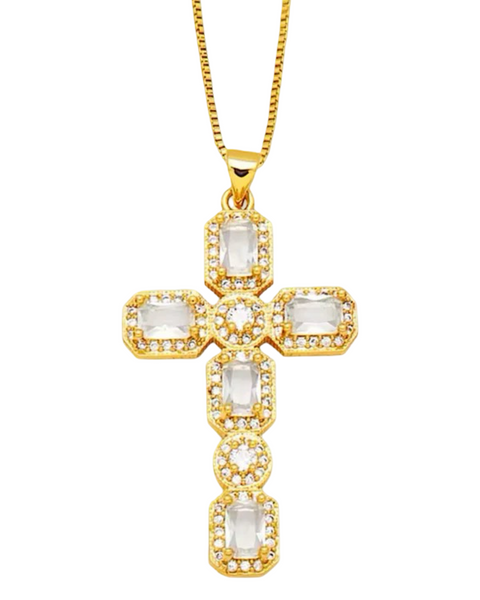 Geneva Cross Necklace (24k Gold)