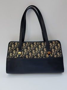 Christian Dior Vintage Trotter Canvas Shoulder Bag – Navy