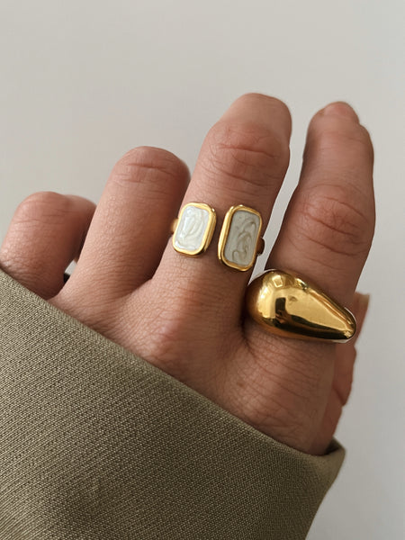 Throwing Stones Adjustable Ring -24K Gold