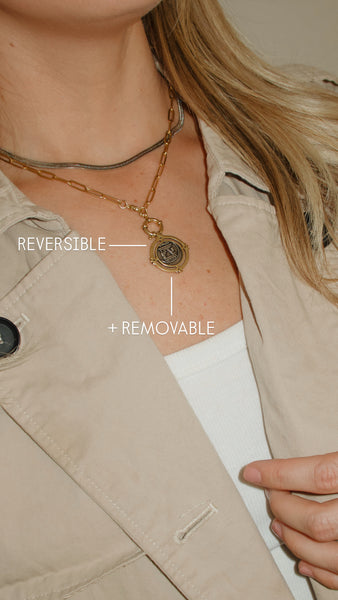 REVERSIBLE + REMOVABLE COIN Willa Coin Necklace -24k Gold