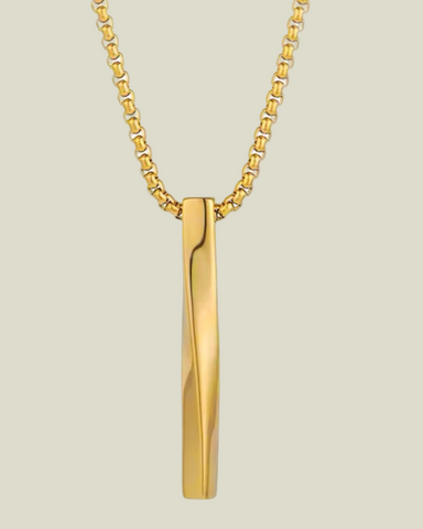 Unisex Long Bar Necklace -24K Gold