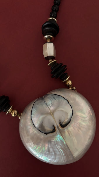 VintageBeaded Shell  Tribal Necklace