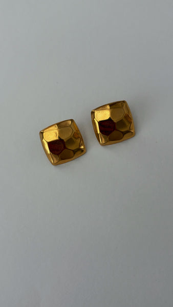 Square Textured earrings (24k Gold)