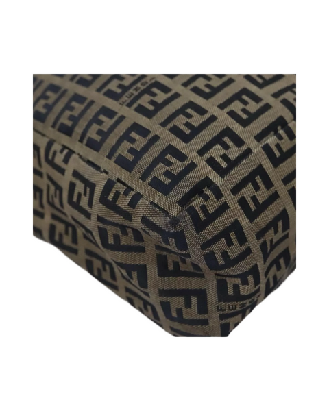 FENDI Zucchino Canvas Tote Bag Brown Black Silver