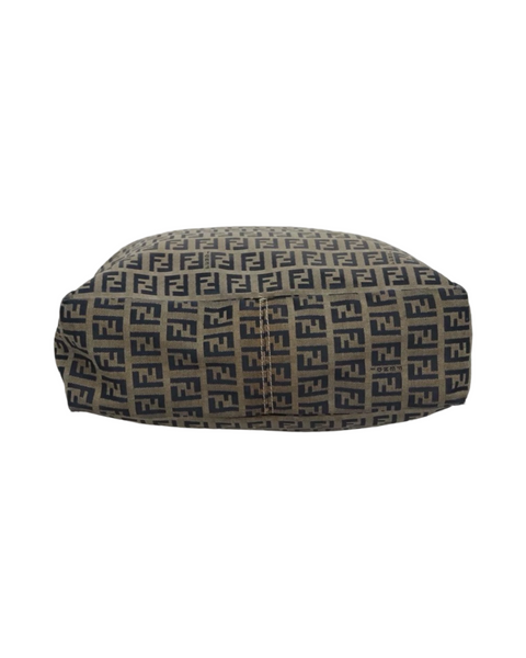 FENDI Zucchino Canvas Tote Bag Brown Black Silver