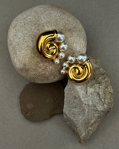 Just Pearly Vintage Gold Earrings - 24K Gold