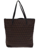 Chocolate FENDI Canvas Tote Bag Brown Black Silver