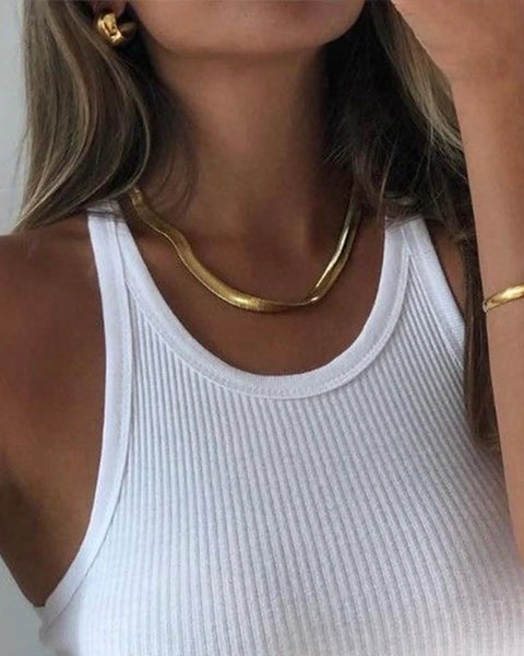 5.5 Herringbone Necklace  -24k Gold