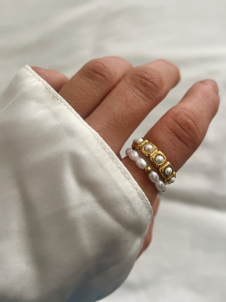 PRE- ORDER - SET OF 2 Pearl Adjustable Rings