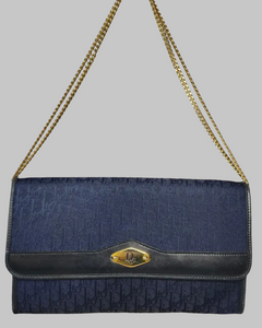 Christian Dior Vintage Trotter Canvas Shoulder Bag – Navy