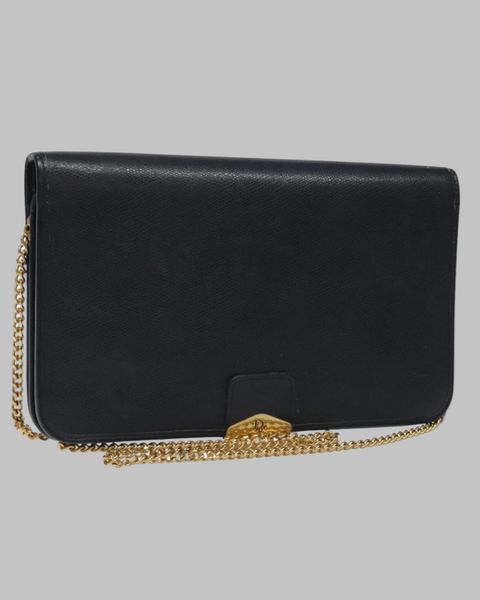 Vintage Christian Dior Shoulder Bag — Navy & Gold
