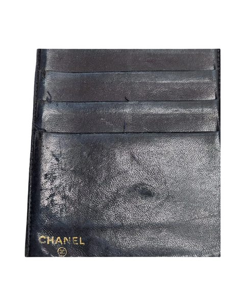 Chanel Black & Beige Caviar  Quilted Leather Long Wallet – Silver CC Logo