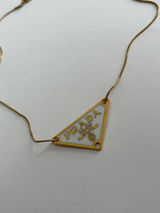 PRADA Charm Vintage Refurbished Designer Pendant Button necklace