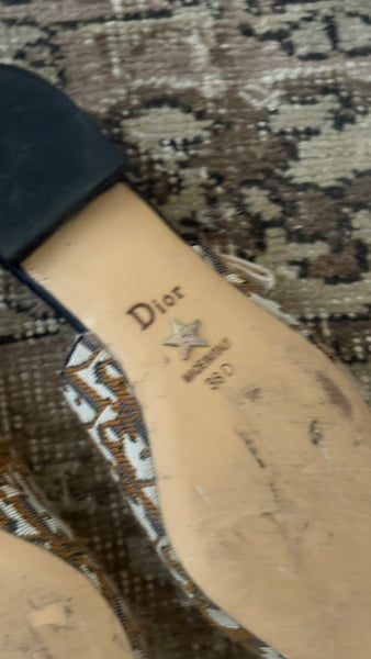 Christian Dior J’Adior Slingback Flats – Brown Monogram (Size 38)