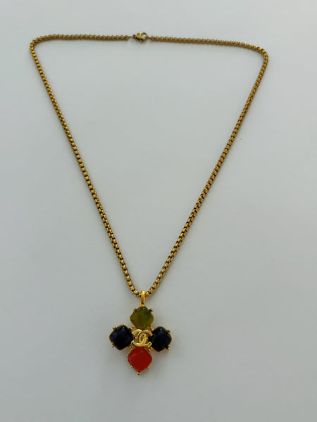 Chanel Charm Vintage Refurbished Designer Pendant Button necklace