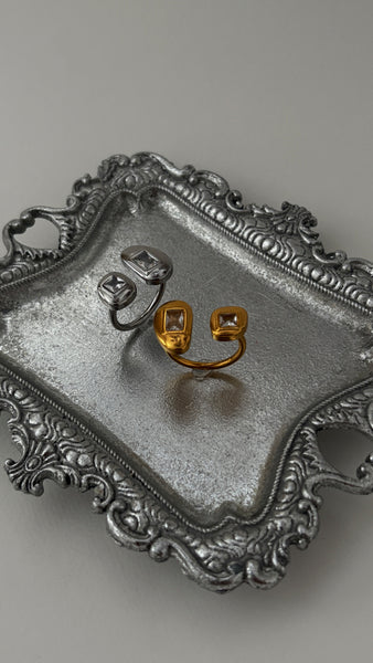 Lottie Stone Adjustable Ring- 24K Gold