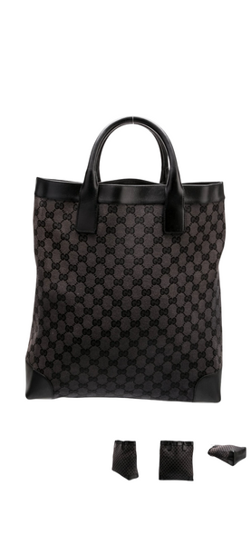 Vintage Gucci GG Monogram Tote — Black Leather & Canvas