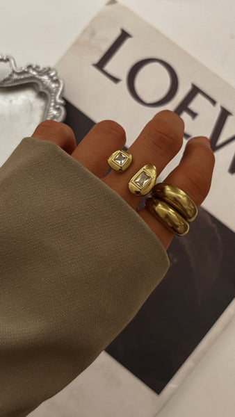 Lottie Stone Adjustable Ring- 24K Gold