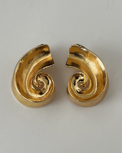 Shell Vintage Gold Earrings - Sterling Silver