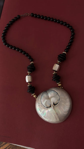 VintageBeaded Shell  Tribal Necklace