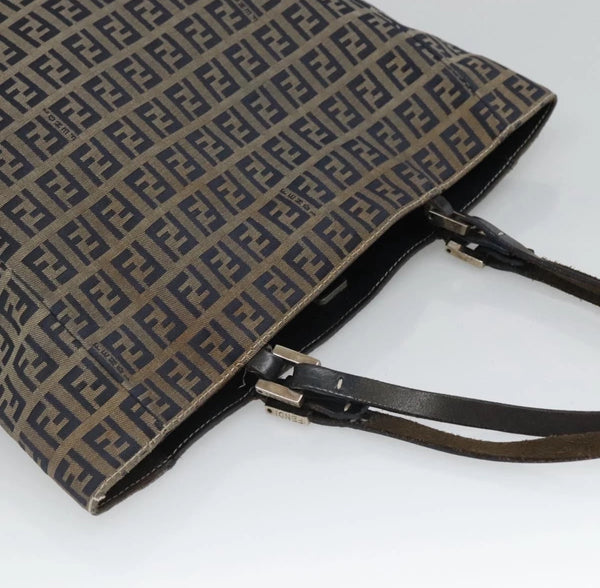Vintage Fendi Zucchino Canvas Tote — Navy & Silver