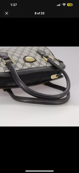 GUCCI GG Supreme Hand Bag PVC Navy Auth ep7017