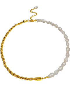 Beth Pearl X Twisted Chain (18k Gold)