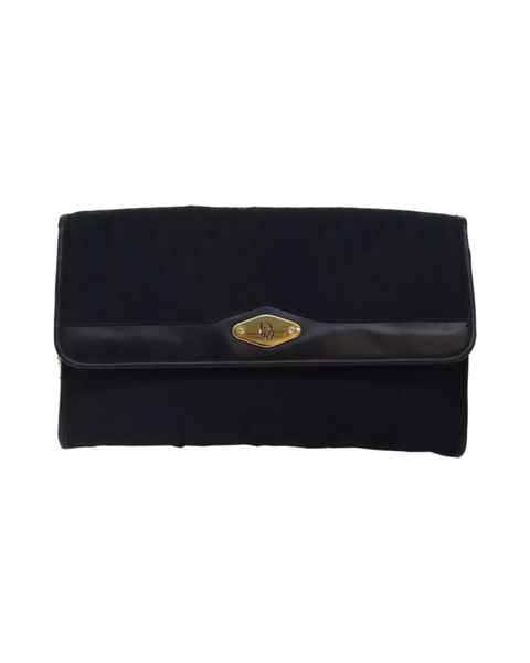 Christian Dior Trotter Canvas Chain Shoulder Bag Black Gold