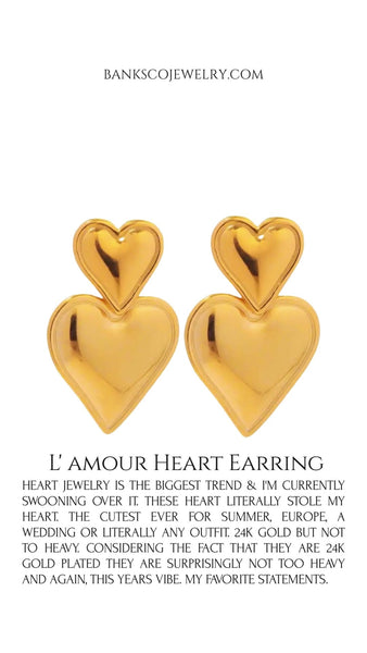 Le Coeur Heart Earrings (24k Gold