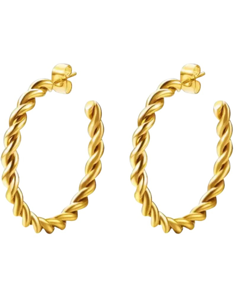 Saint -Twisted Hoops 30mm (18k Gold Plated)