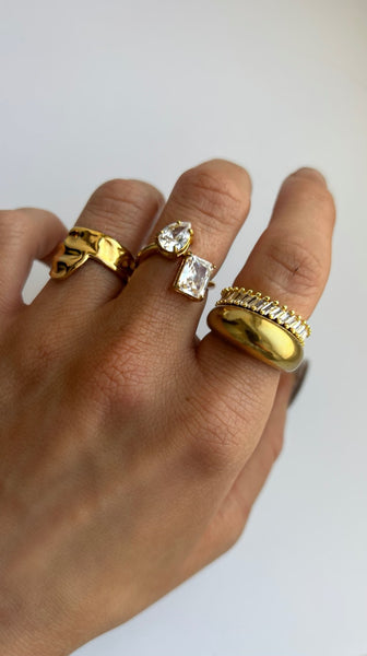 Odette Stone Adjustable Ring (18K Gold Plated)