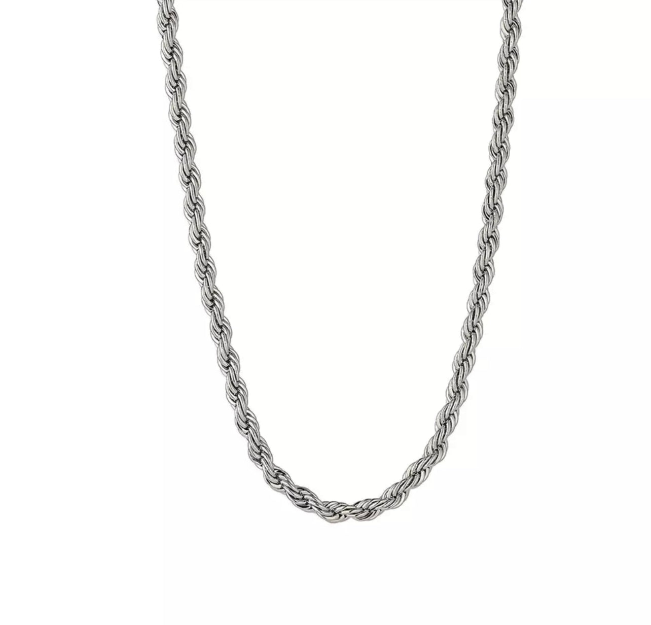 Skinny Twisted Rope Stacking Chain (Silver)