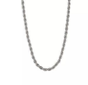 Skinny Twisted Rope Stacking Chain (Silver)