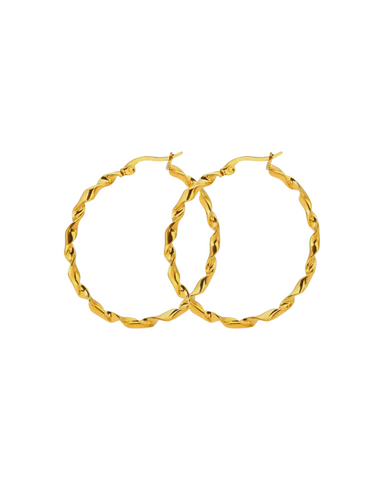 40mm Staple Twisted Gold Hoops (18k Gold)
