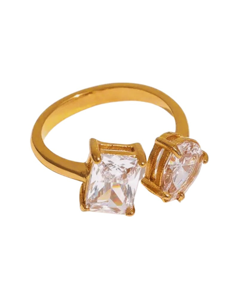 Odette Stone Adjustable Ring (18K Gold Plated)